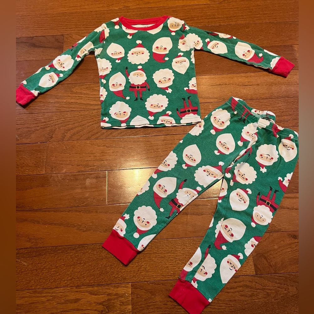 3T Carter's Festive Santa Green Pajama Set